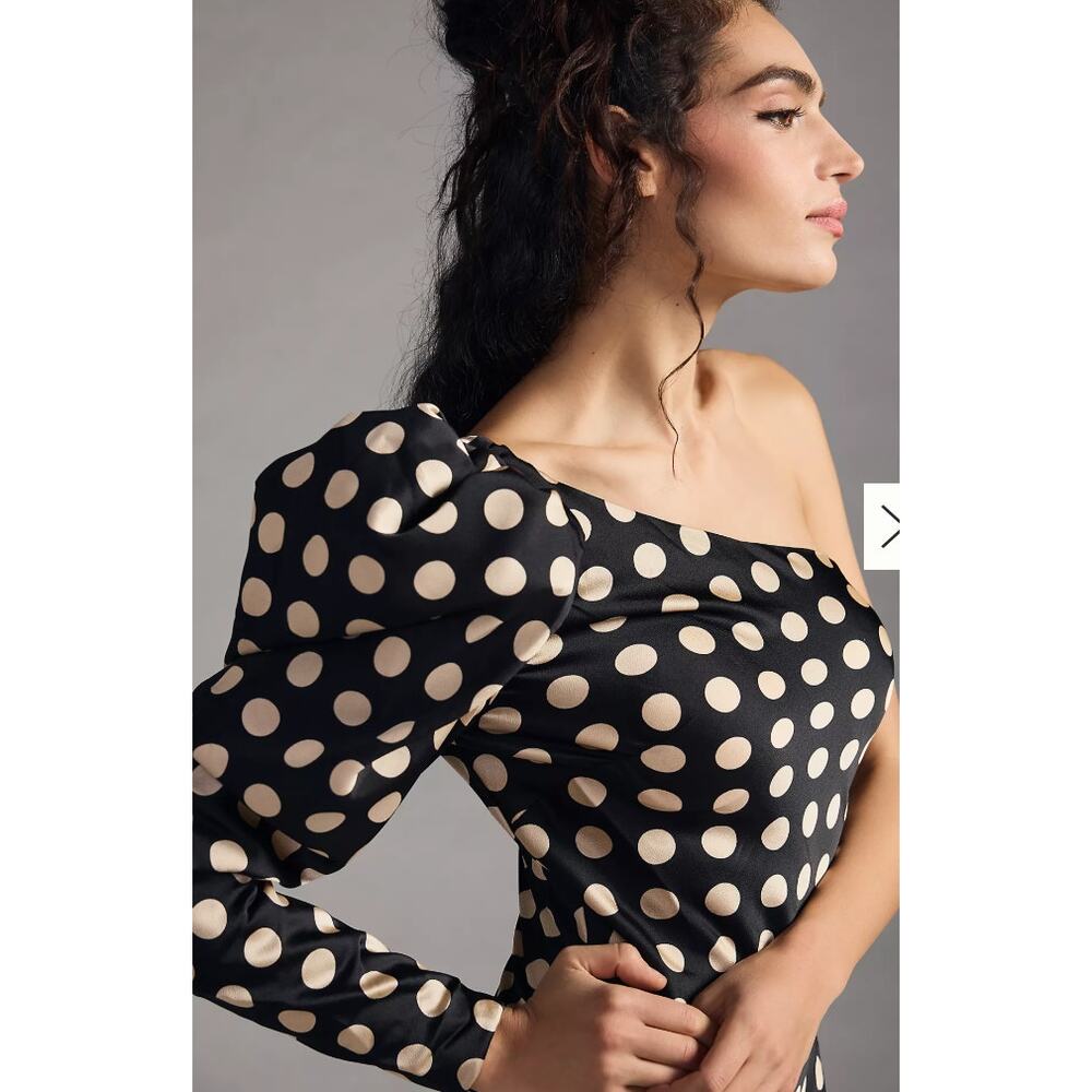 IEENA MAC DUGGAL Black One Sleeve Polka Dot Gown - Picture 2 of 8